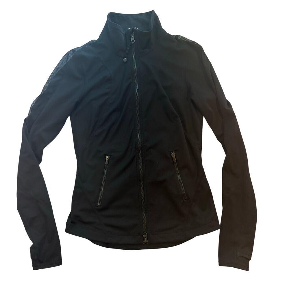 Zella Black Zip Track Jacket Women's Small Mesh Sleeve Stretch Activewear